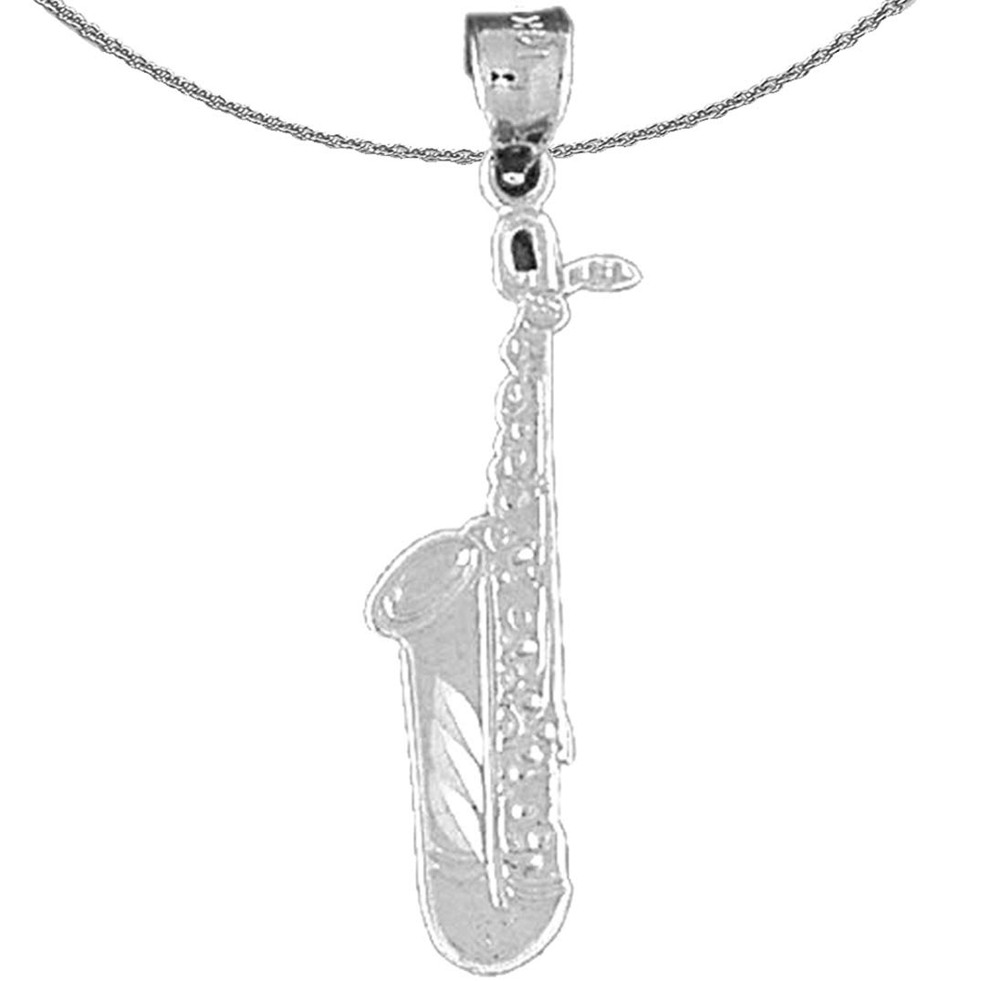 Silver Trumpet Necklace - Rhodium Plated 925 Sterling Silver Trumpet Pendant with 18 Inch Chain | Perfect Gift for Musicians, Music Teachers & Jazz Lovers