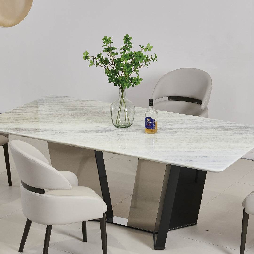 Premium Sintered Stone Dining Table - Durable & Scratch-Resistant - Modern Kitchen & Dining Room Furniture for Family Gatherings & Entertaining Guests