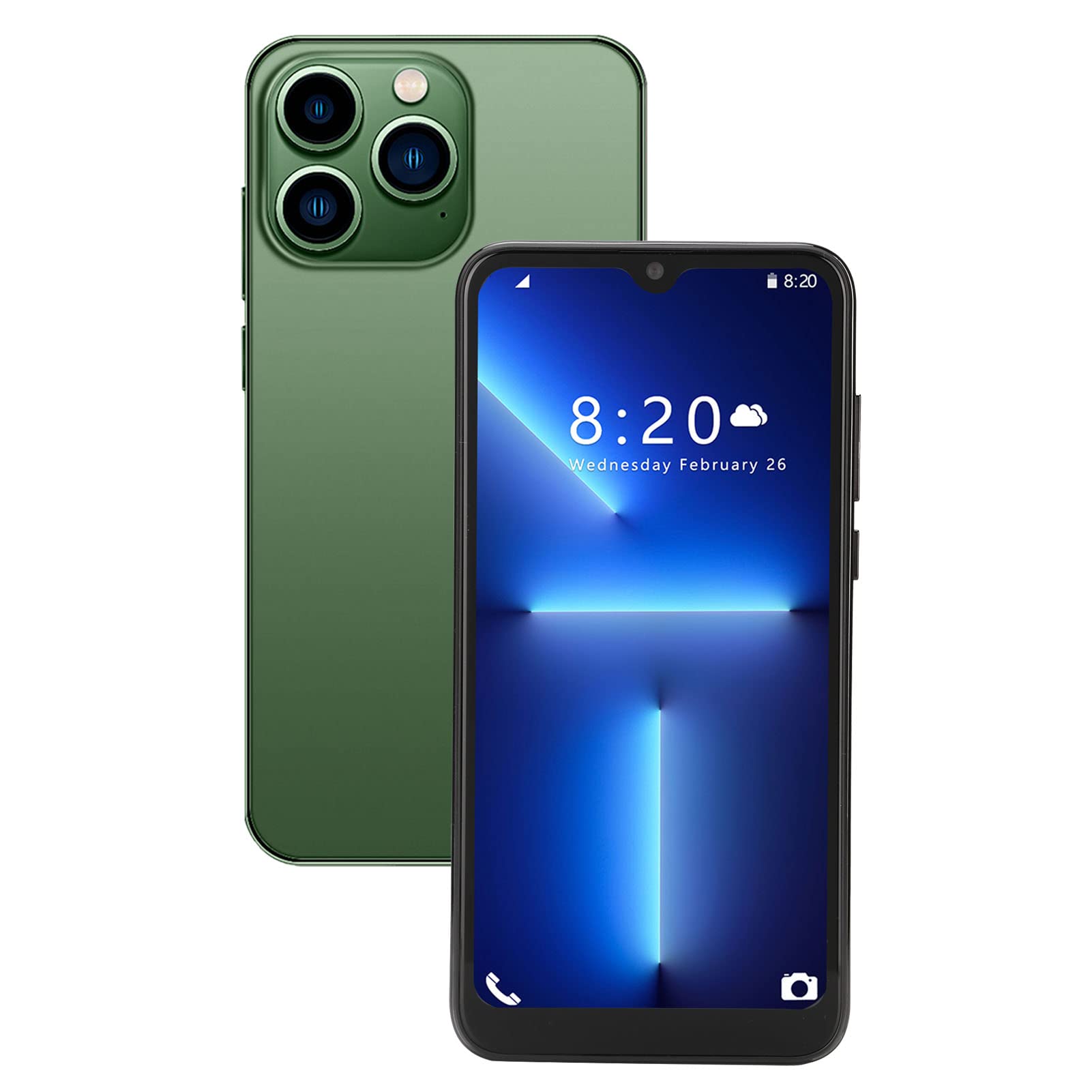 Unlocked I13 Pro Max Smartphone - 6.1 Inch IPS HD Screen, 4G LTE, 64GB Storage, Dual SIM, Android 11, Supports 128GB Expandable Memory, 4000mAh Battery (Dark Green) - Perfect for Business, Travel & Gaming
