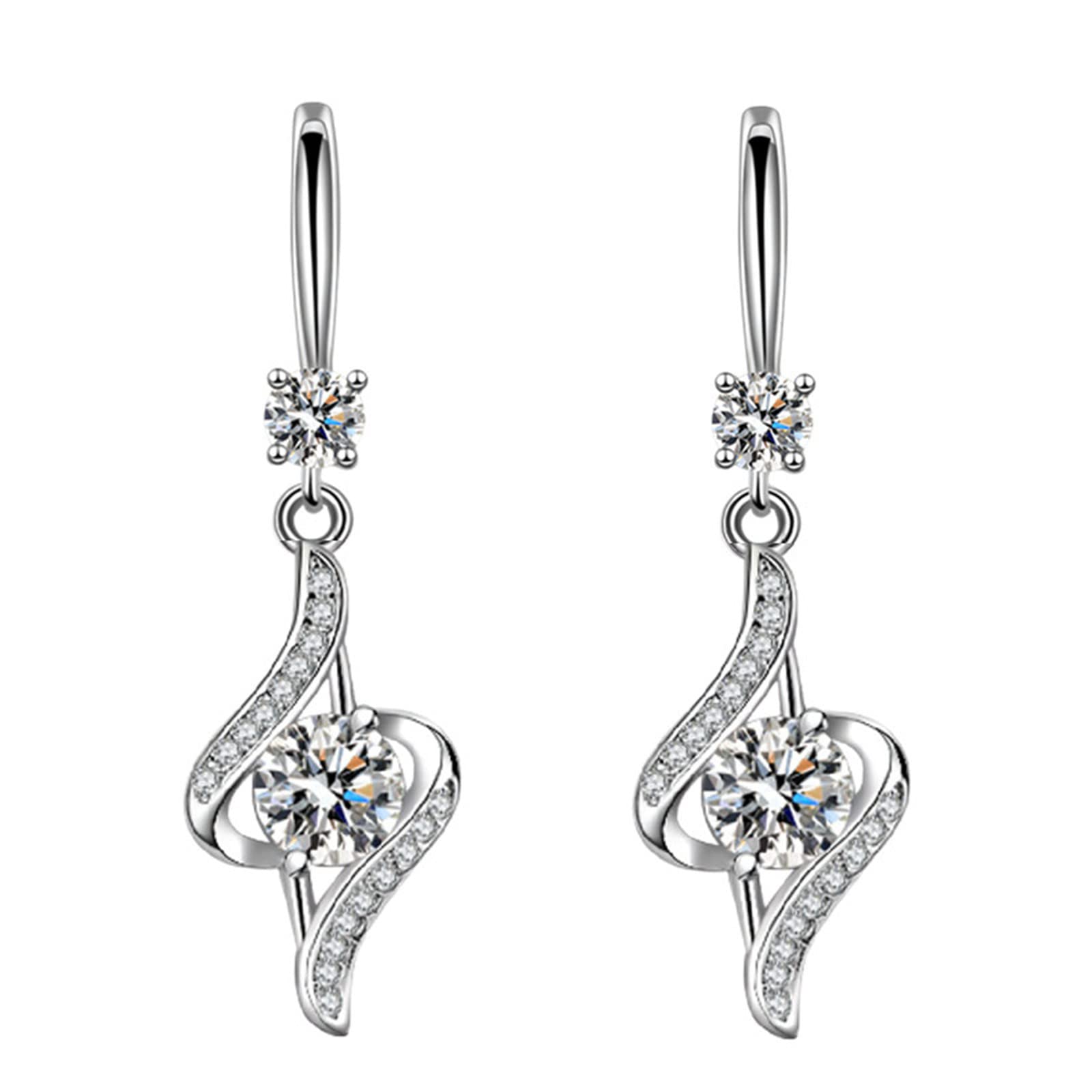 Trendy Women's Dangling Earrings Set - Diamond-Studded Crystal Long Drop Earrings for Girls & Women (One Size) | Perfect for Parties, Weddings & Date Nights