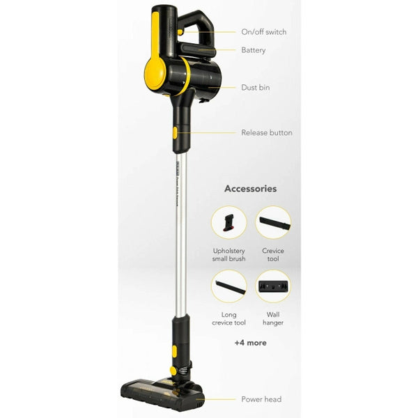 Pullman Power Stick Cordless Vacuum Cleaner - Lightweight & Powerful for Hardwood Floors, Carpets & Pet Hair - Perfect for Home & Office Cleaning