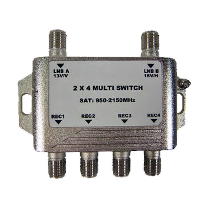 GEOSATpro 2x4 Multi-Switch for FTA Satellite - Connect 4 Receivers to 1 Dish | Satellite TV Signal Distribution | Perfect for Home & Commercial Satellite Systems