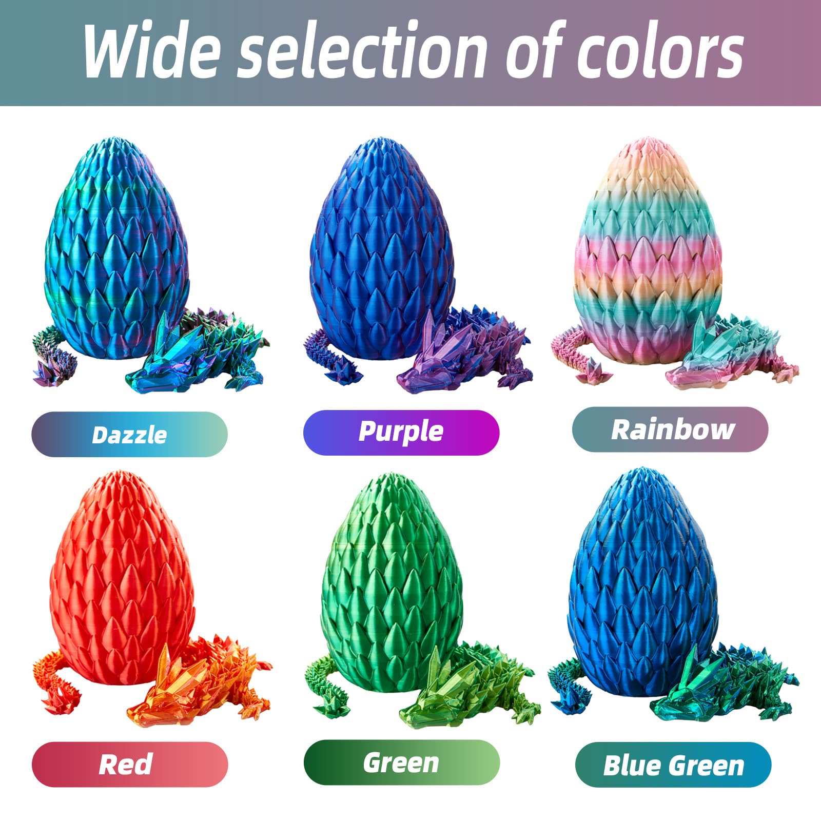 3D Printed Dragon Egg - 15 Inch Crystal Dragon Easter Surprise Egg, Fidget Toys for Kids & Adults, Unique Home Office Decor Gift for Birthdays & Holidays | Perfect for Stress Relief, Party Favors & Fantasy Collectibles