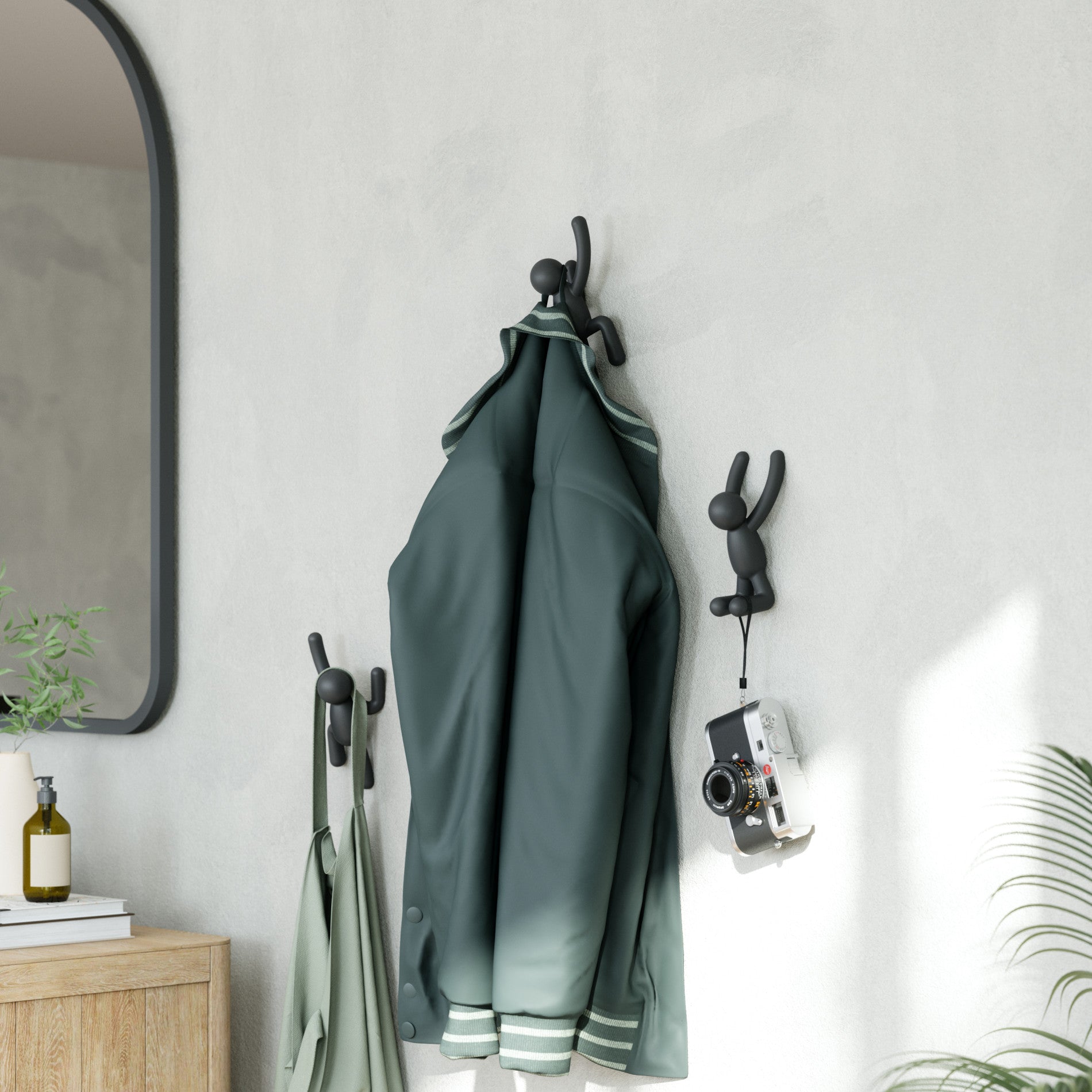 Sturdy Buddy Wall Hooks Set of 3 - Heavy Duty Adhesive Hooks for Hanging Coats, Hats & Keys - Perfect for Entryway, Bathroom & Dorm Organization