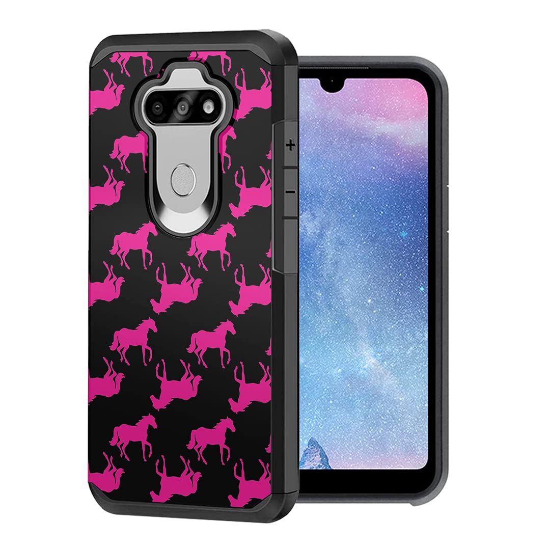 Slim Heavy Duty LG K31 Phone Case - Pink Horse Design for Women & Girls | Tracfone Protection