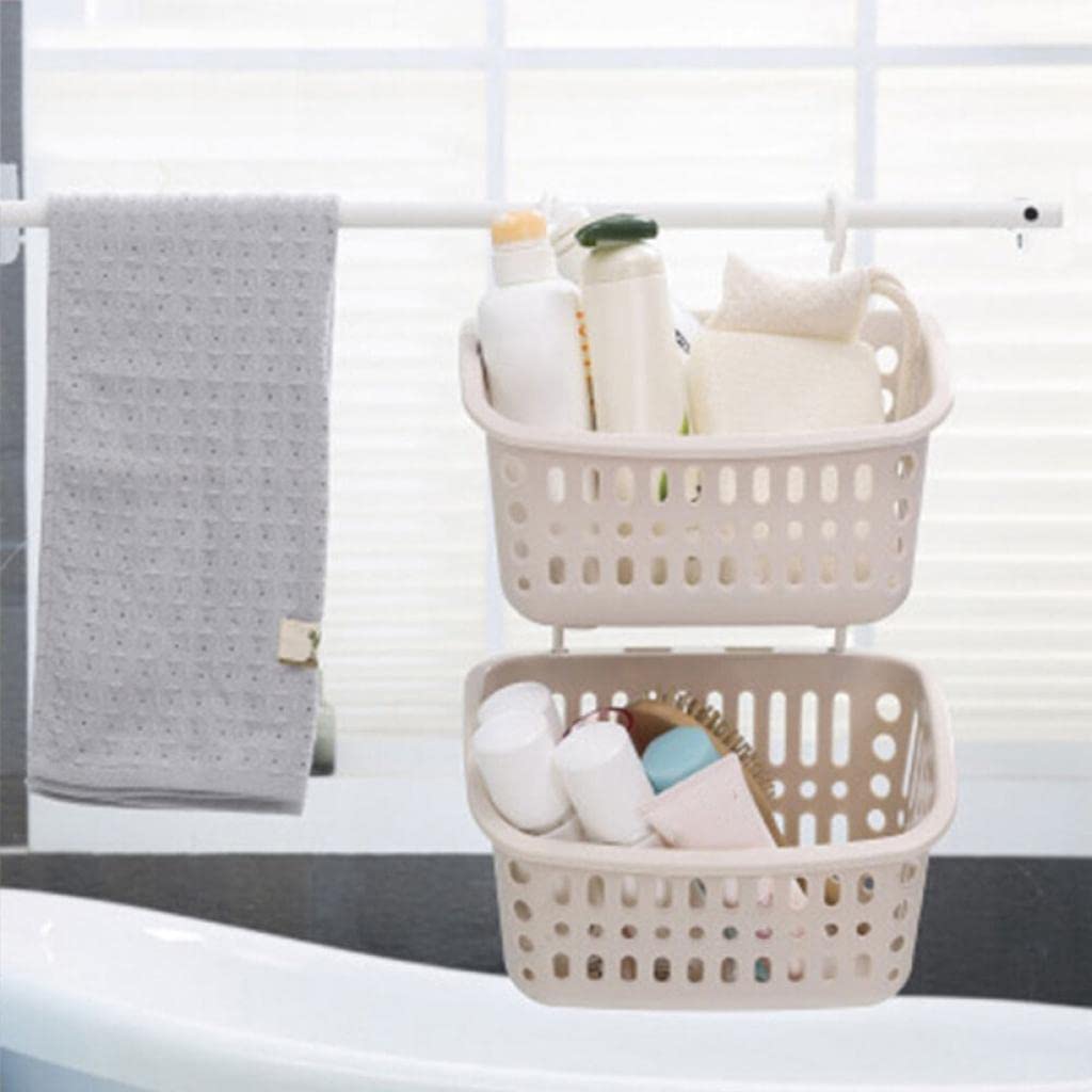 Hanging Storage Basket for Bathroom & Kitchen - Shower Caddy Organizer with 2 Sizes (Large/Small) - Perfect for Bathroom Shelves, Shower Organization & Kitchen Counter Storage