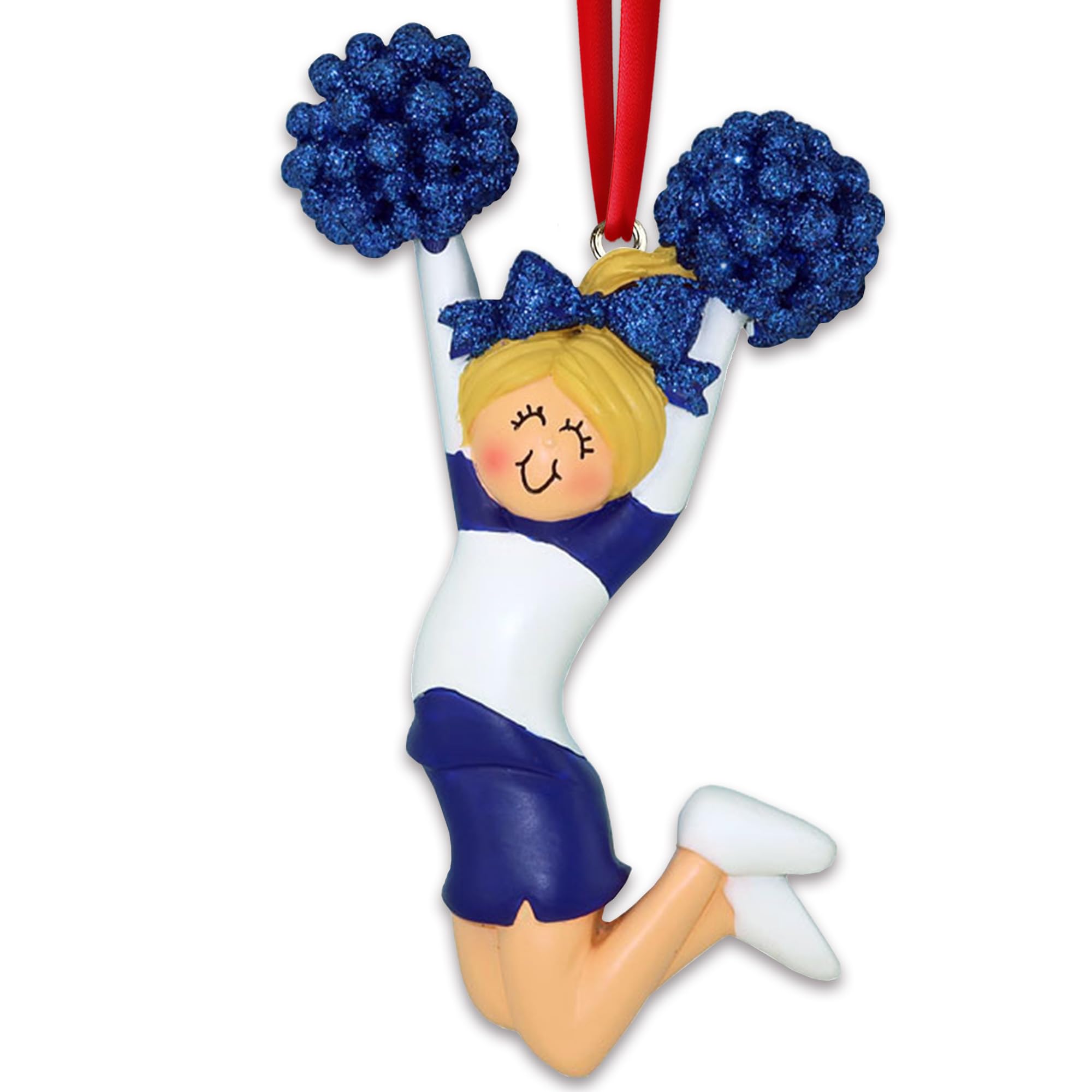 2024 Personalized Cheerleading Christmas Ornament - Custom Blue Blonde Cheerleader Tree Decoration for Girls | Perfect Gift for Dancers & Cheer Squads (Holiday Decor, Team Spirit, Sports Enthusiasts)
