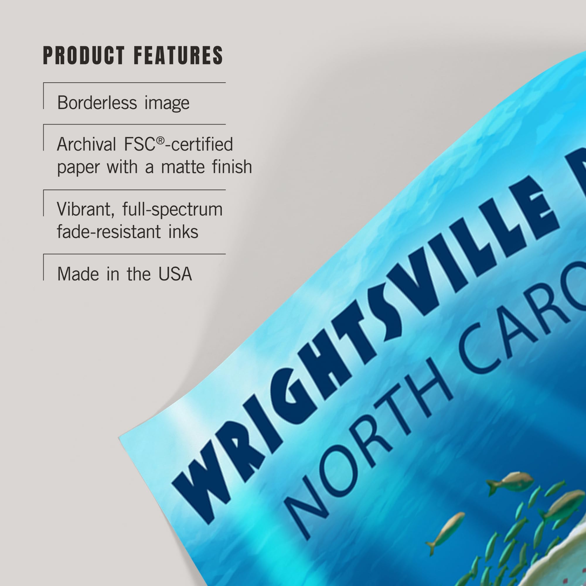 Lantern Press 36x54 Inch Giclee Art Print - Wrightsville Beach North Carolina Coastal Wall Decor with Sea Turtles | Perfect for Beach House, Living Room & Office Decor
