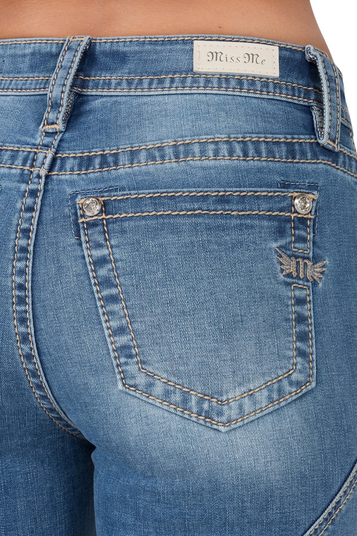 Miss Me Women's Contour Stitch Slim High-Rise Flare Jeans - Stretchy Denim Pants for Casual Wear & Night Out | Perfect for Date Nights, Office & Weekend Outfits