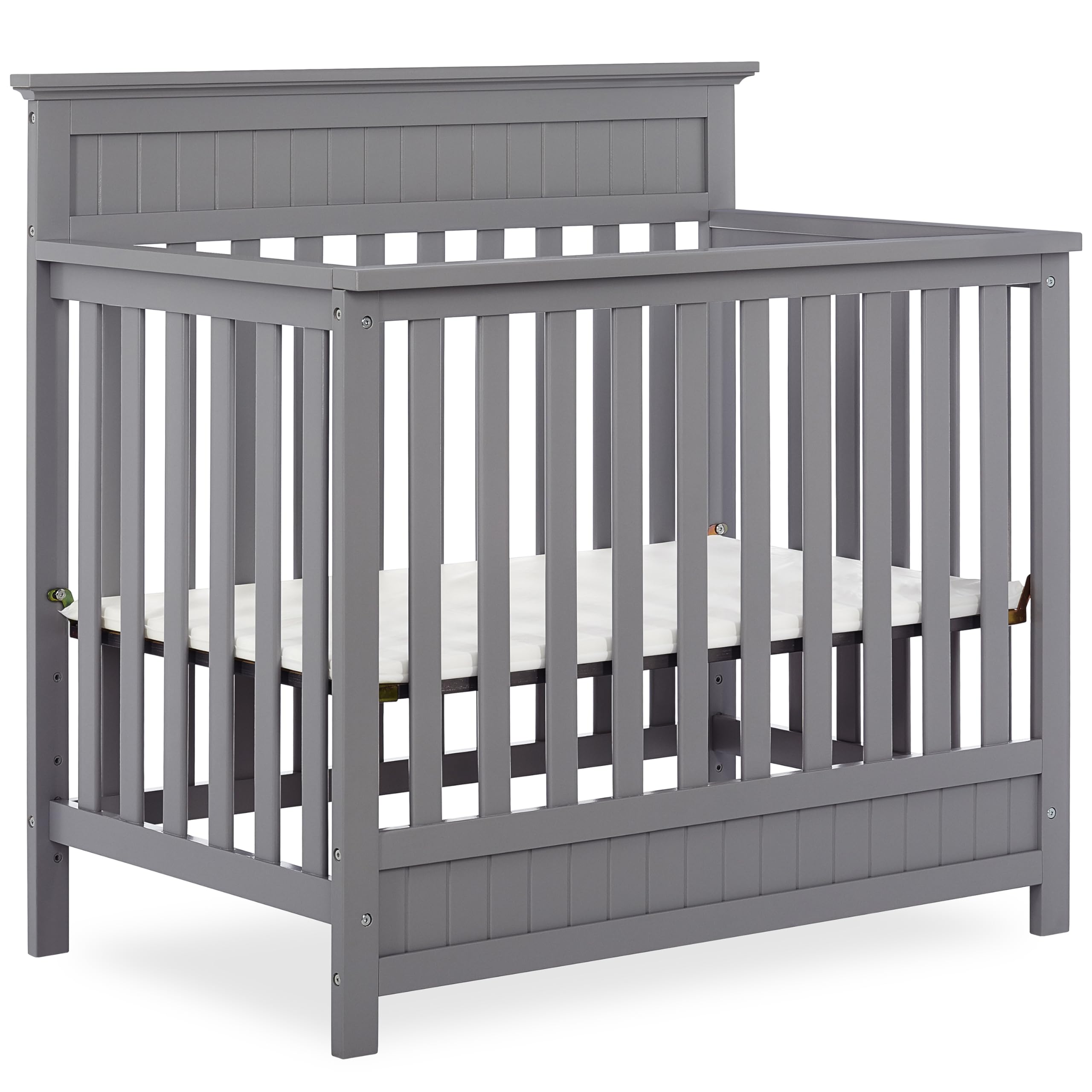 Dream On Me Harbor 4-in-1 Convertible Mini Crib - Storm Grey | GREENGUARD Gold Certified | Space-Saving Nursery Solution for Small Rooms & Apartments | Baby Bed Converts to Toddler Bed, Daybed & Full-Size Bed Frame