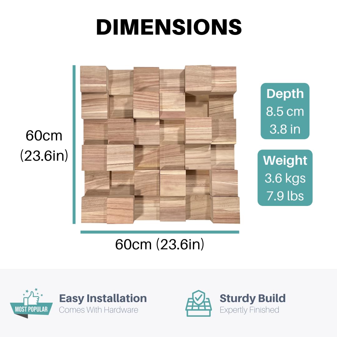 Premium Wood Acoustic Diffuser Panel - Natural Sound Absorption & Echo Reduction for Home Studios, Theaters & Offices - Handcrafted Wooden Sound Panels for Professional Audio Control