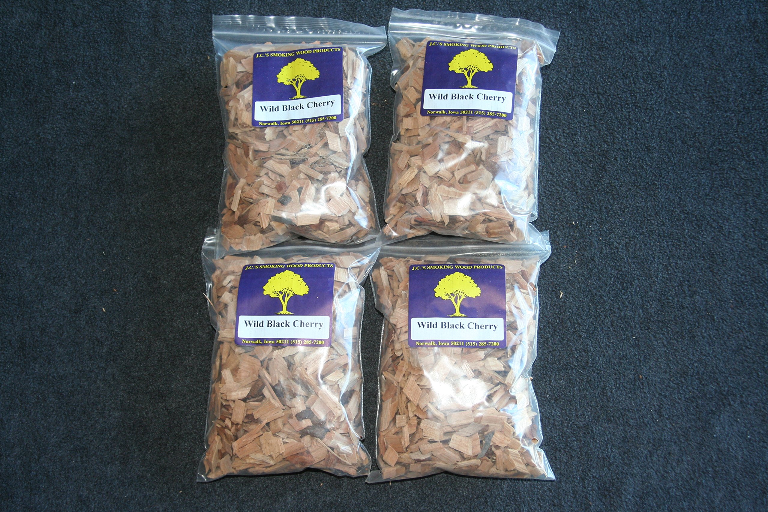 Premium Wild Black Cherry Smoking Wood Chips - 210 Cu Inch Gal Bag (3 Pack) - Ideal for BBQ, Grilling & Smoking Meats, Fish & Vegetables