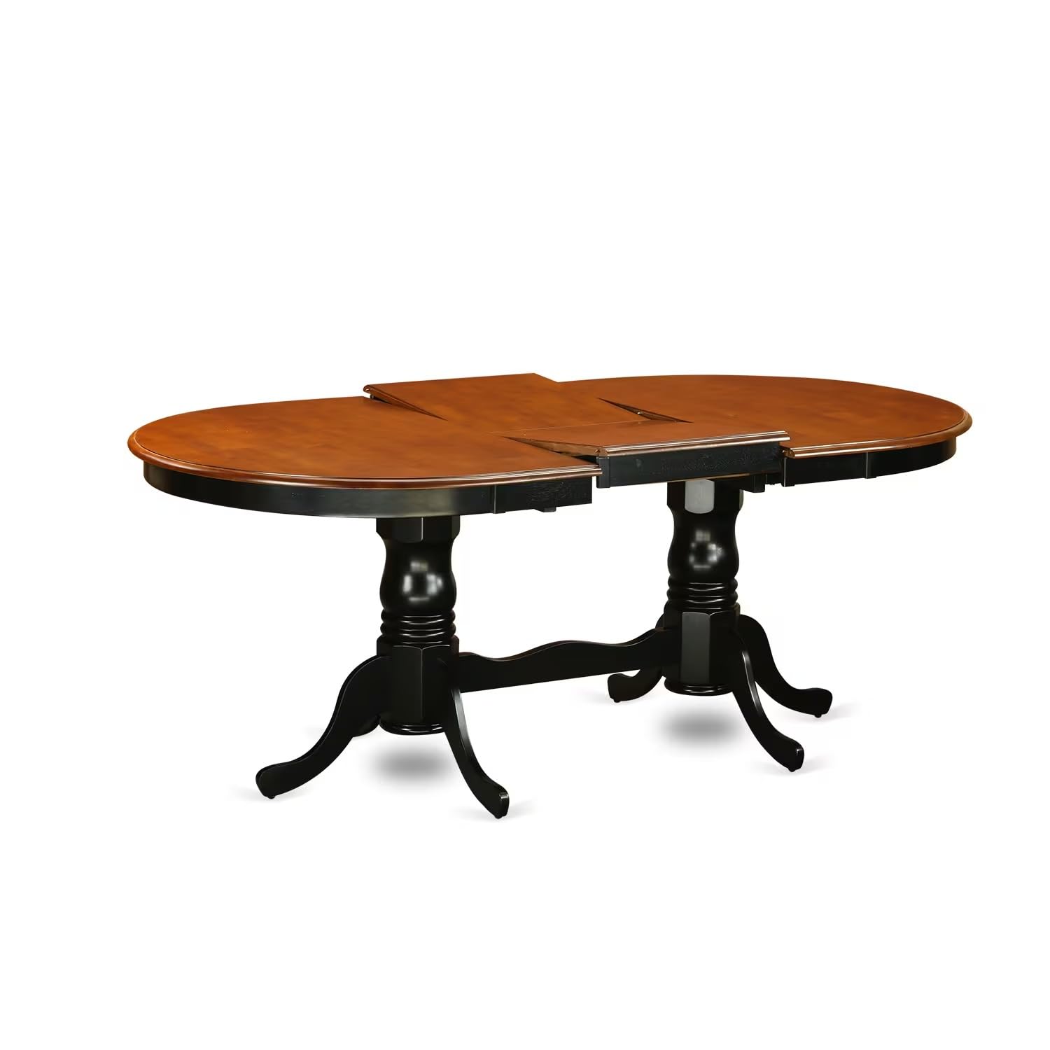 East West Furniture PLAN5-BCH-C 5-Piece Black & Cherry Dining Table Set with Butterfly Leaf Extension and 4 Linen Upholstered Chairs, 42x78 Inch - Perfect for Kitchen, Dining Room, and Small Space Entertaining