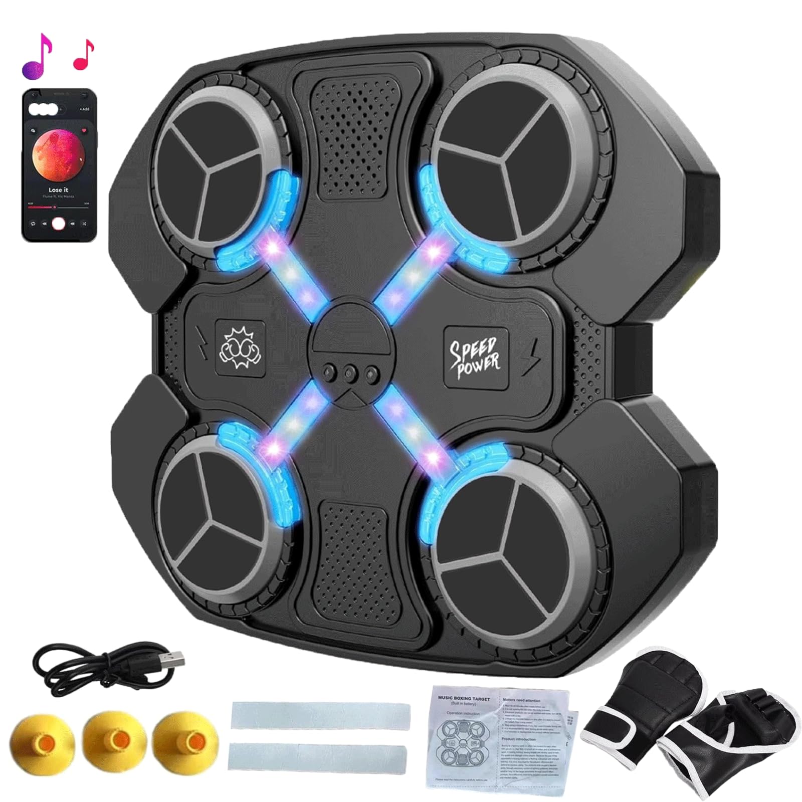 Smart Music Boxing Machine for Kids - LED Wall Mounted Boxing Trainer with Gloves - Home Gym Equipment for Boxing Training & Fitness - Perfect for Children's Exercise, Office Stress Relief & Family Workouts