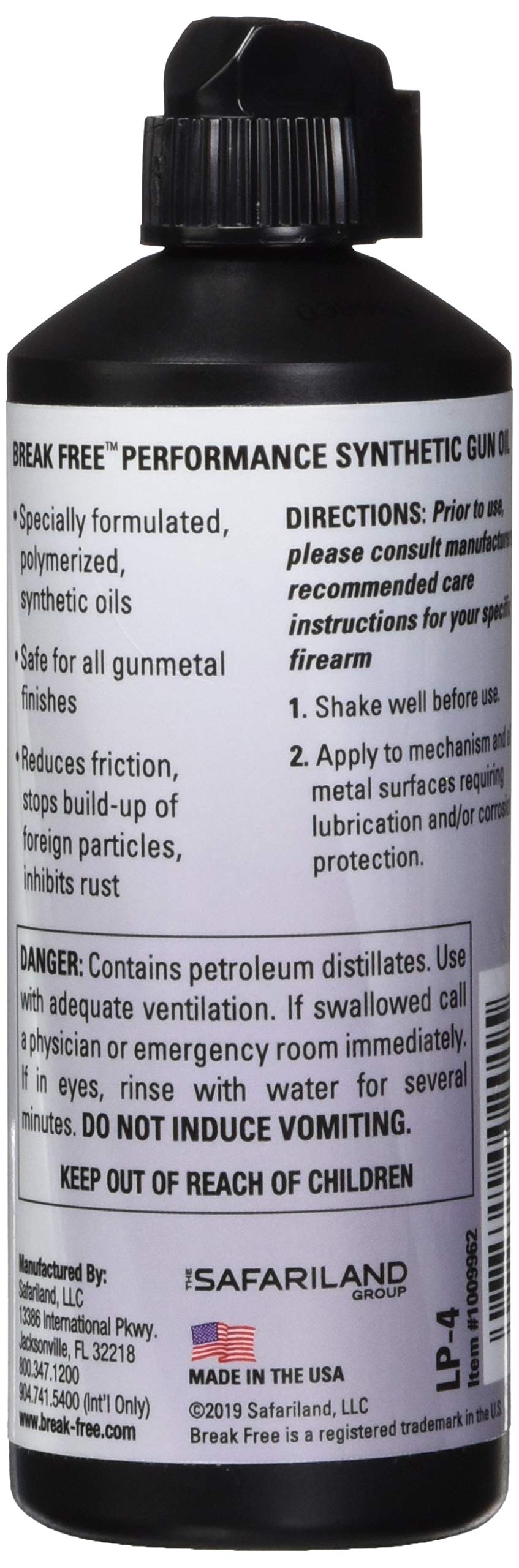 Break Free LP Gun Oil - Synthetic Lubricant & Preservative for Firearms - 4 oz Squeeze Bottle - Ideal for Pistols, Rifles & Shotguns - Long-Lasting Protection & Smooth Performance