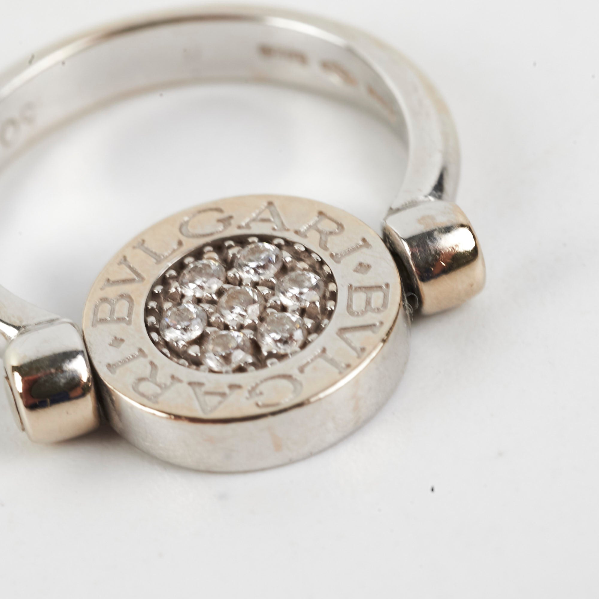 Bvlgari 18k White Gold Diamond & Onyx Ring - Size 50 (US 5) - Luxury Jewelry for Women, Perfect for Weddings, Anniversaries & Special Occasions