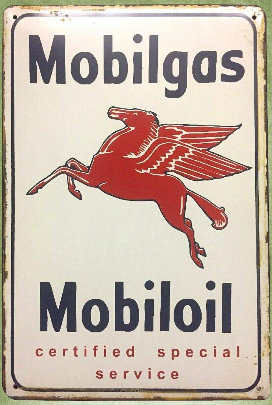Vintage Mobil Oil Pegasus Certified Special Service Metal Sign - 16 x 12 Inch Retro Wall Decor for Garage, Man Cave & Office | Durable Tin Sign for Automotive Enthusiasts & Vintage Collectors