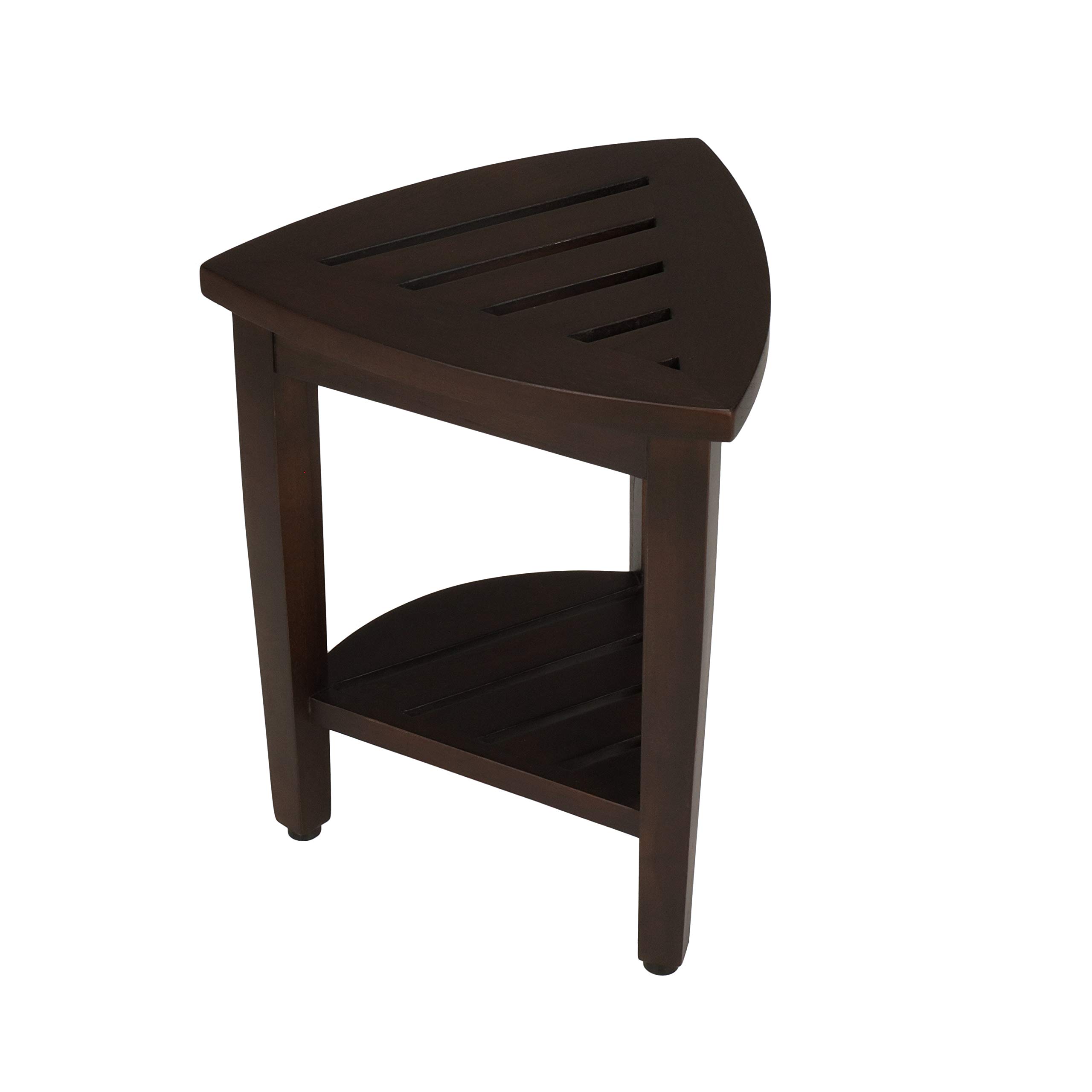 Premium Waterproof Teak Wood Shower Bench with Storage Shelf - Non-Slip Shower Stool Seat for Bathroom Safety & Organization - Ideal for Spa, Elderly & Handicap Accessibility in Showers