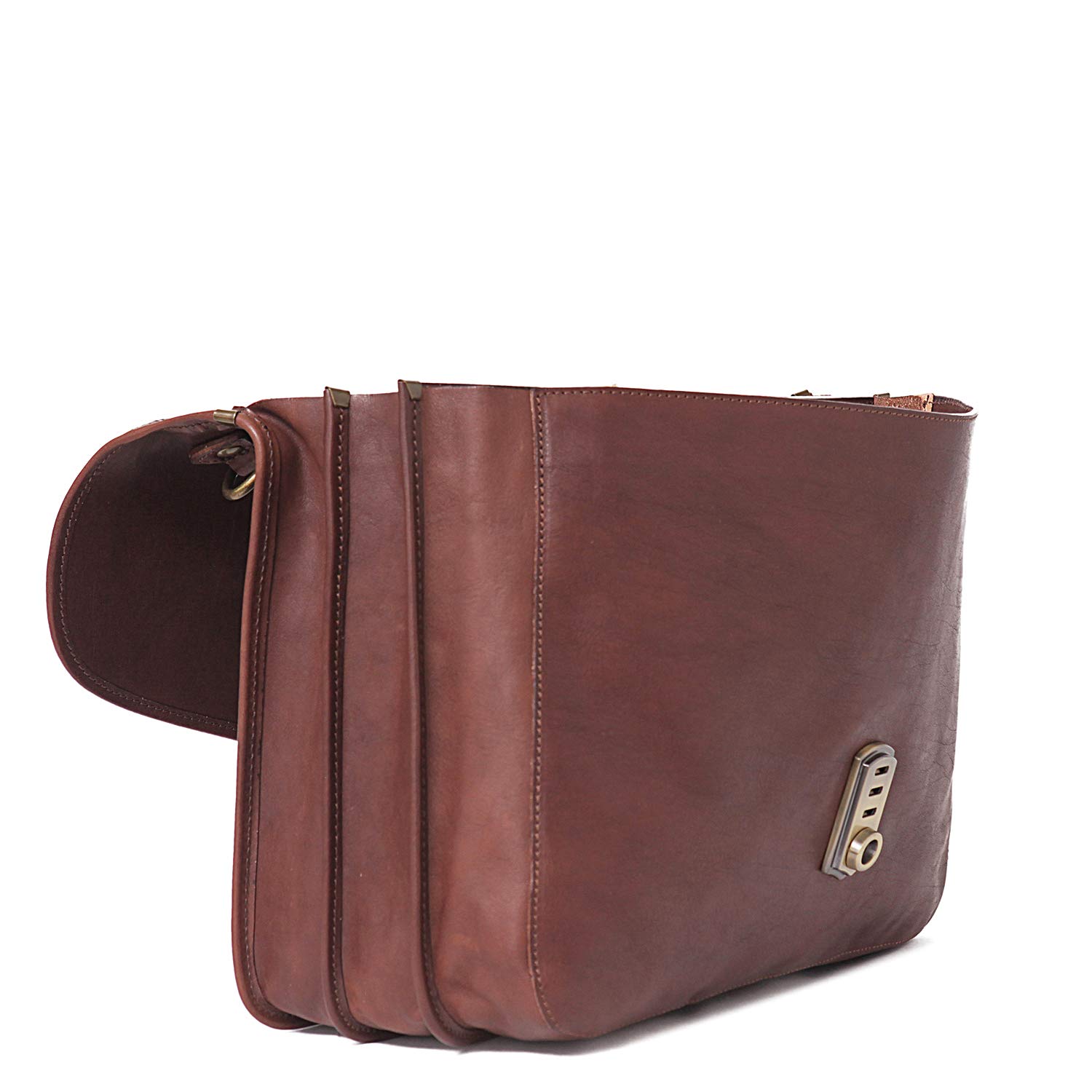 Premium Scafaftti Triple Gusset Leather Briefcase for Men - Chocolate Brown Business Bag - Perfect for Office, Travel & Professional Meetings