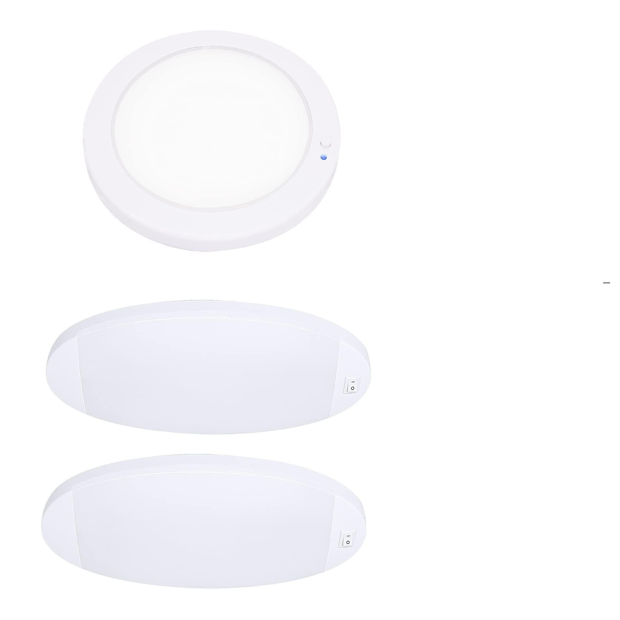 12V DC LED RV Interior Light with On/Off Switch - 5 Inch Surface Mount Panel Light for Campers, Trailers & Boats - Set of 2 Large Oval Pancake Lights - Perfect for Bedroom, Kitchen & Cabin Lighting