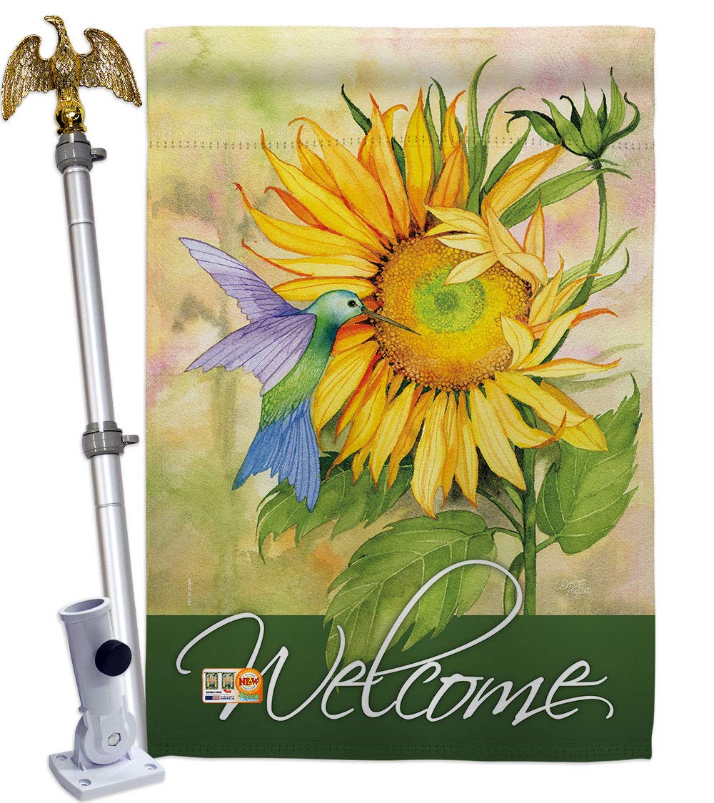 Double-Sided Sunflower & Hummingbird House Flag - 28x40 Inch USA-Made Garden Banner with Floral Designs (Tulip, Rose, Orchid, Lilies) - Perfect for Spring Decor, Yard Wreath & Seasonal Gift