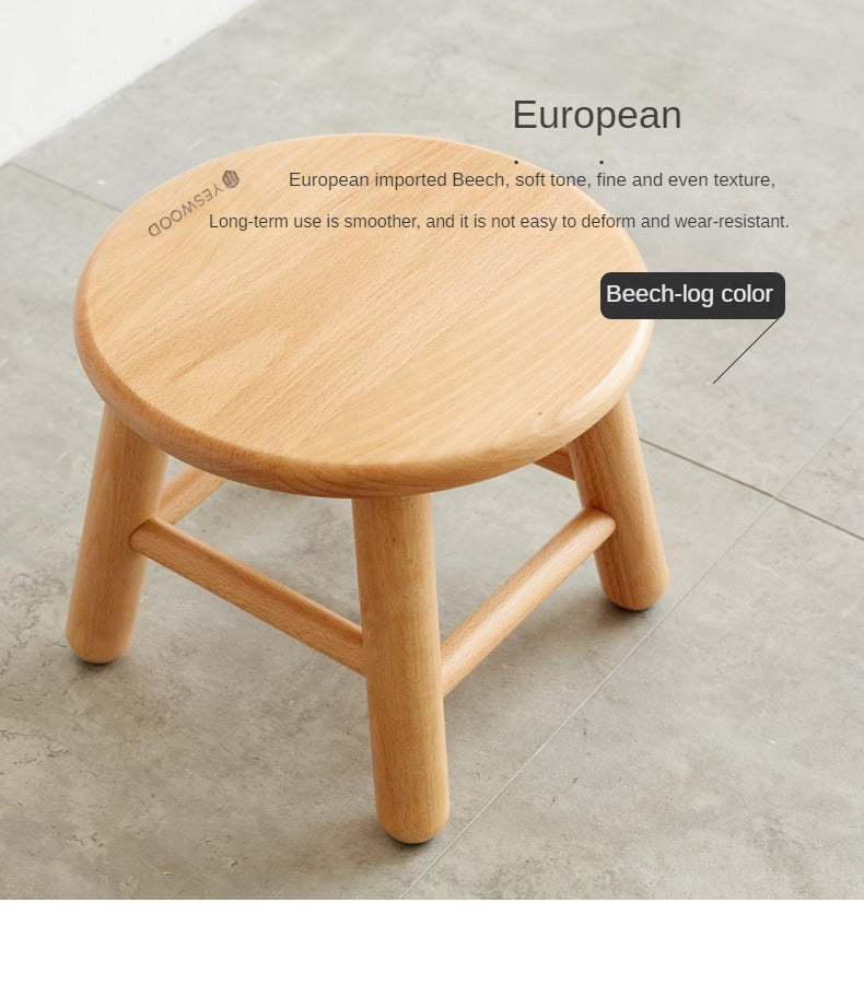 Solid Oak and Beech Wood Small Stool - Handcrafted Wooden Footstool, Side Table or Decorative Accent for Living Room, Bedroom, Nursery