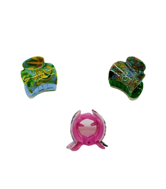 PEAcock - Double Layer Small Hair Clips for Women & Girls, Multi Printed Hair Clutchers & Half Hair Claws - Perfect for School, Work, Parties & Everyday Styling