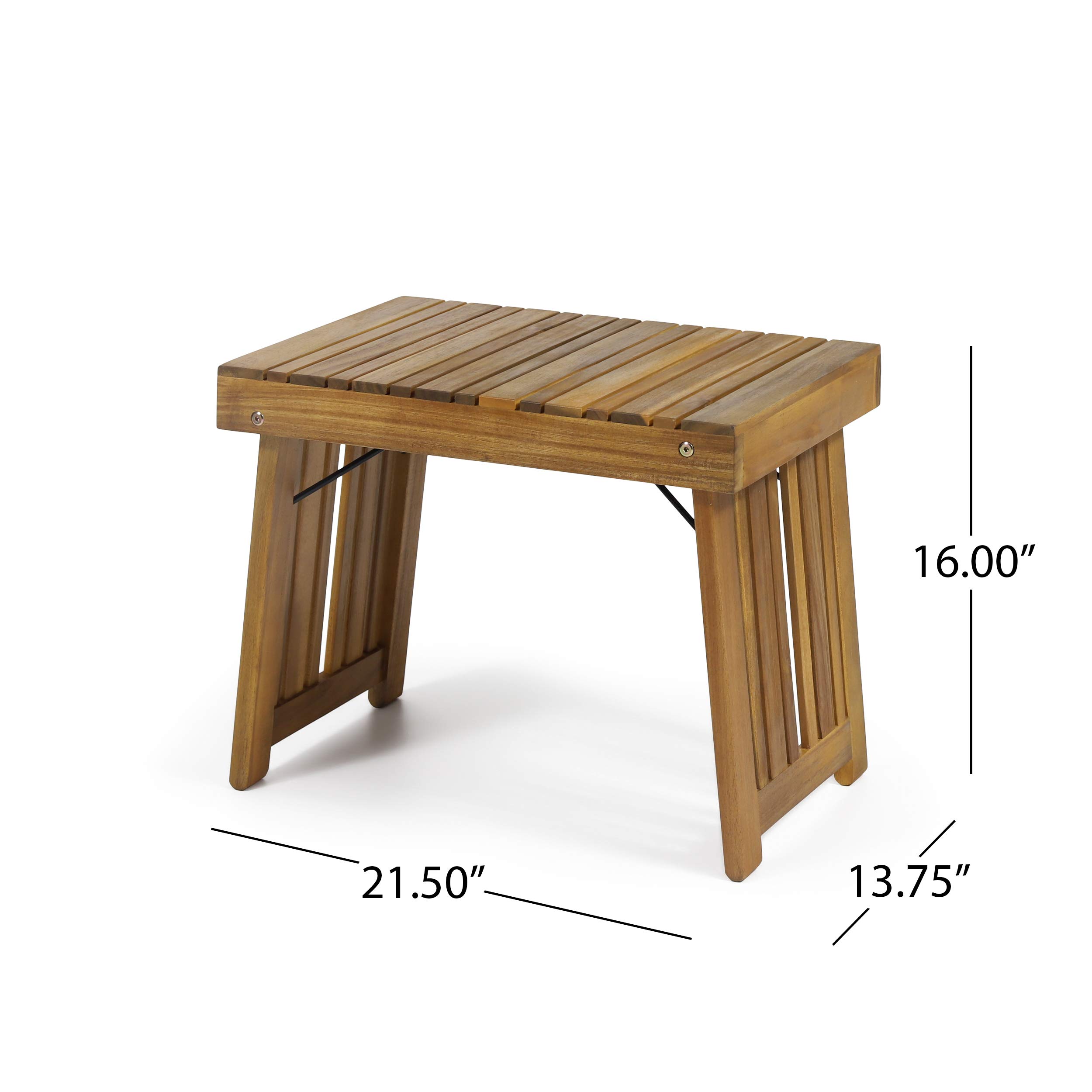Christopher Knight Home Hilton Outdoor Acacia Wood Folding Side Table, Teak Finish - Portable Patio Furniture for Poolside, Garden & Balcony Use