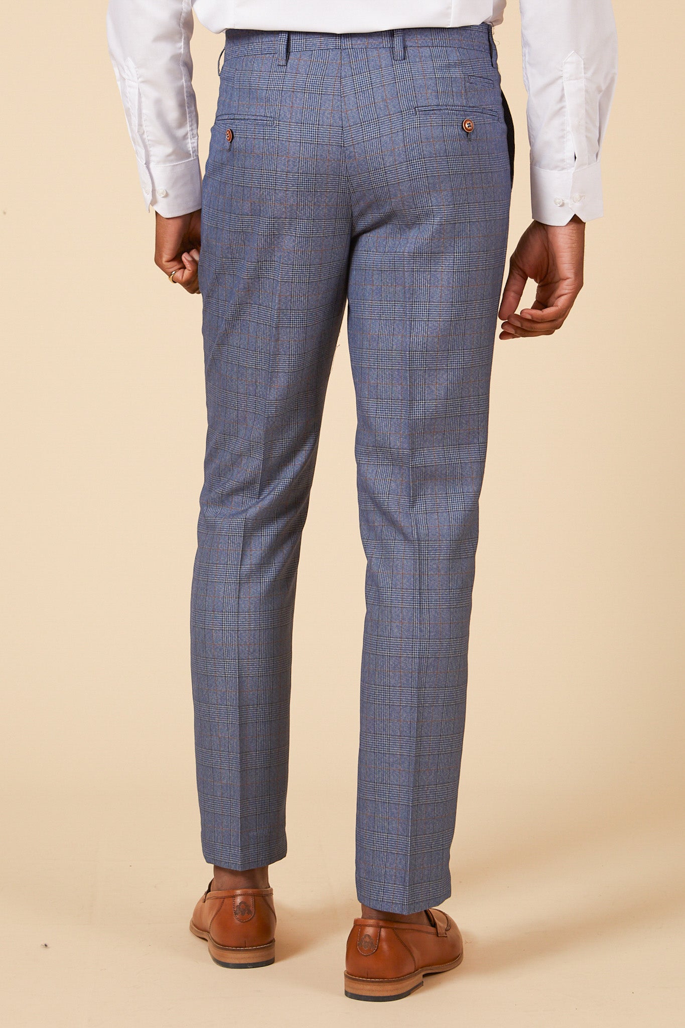 GEORGE Light Blue Check Three Piece Suit for Men | Formal Business Attire | Wedding & Office Wear | Premium Tailored Suit Set with Jacket, Vest & Pants