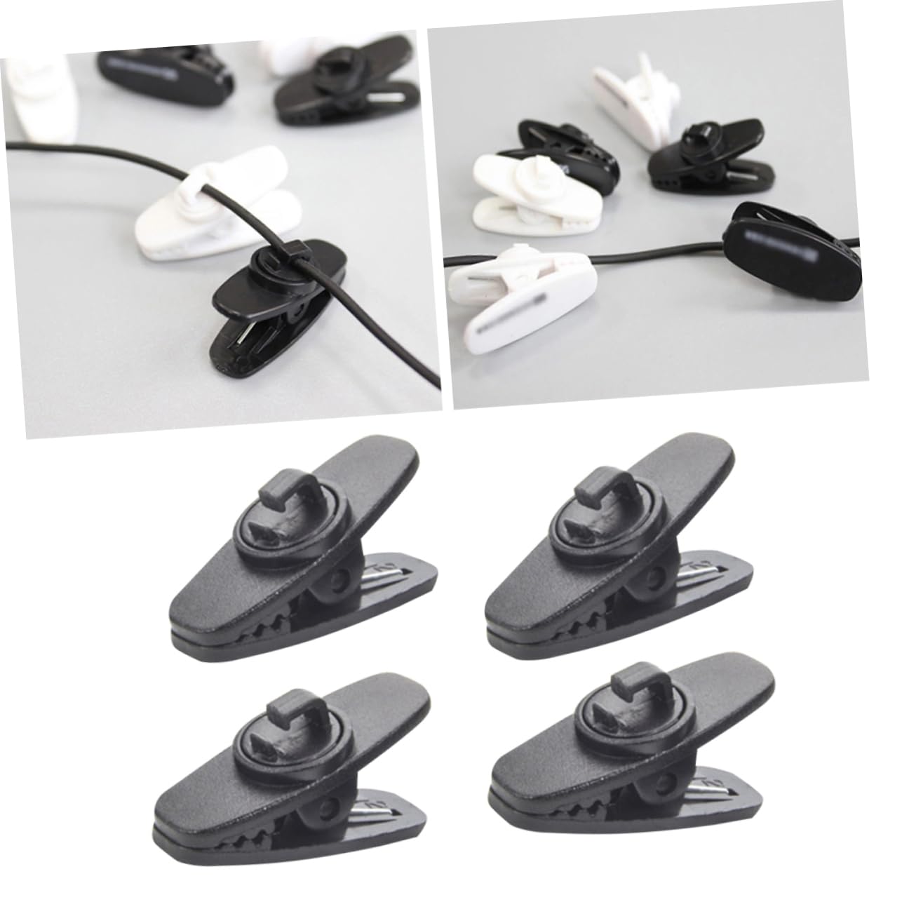 Universal Headphone Cable Clamp - 5 Pack Rotating Earphone Holder for Vertical/Horizontal Surfaces | Easy Installation, Durable Black Design | Perfect for Office, Gaming & Travel Accessories