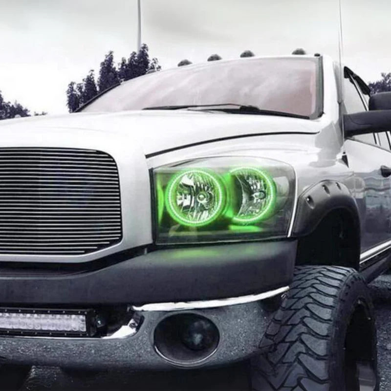 Dodge Ram Multicolor LED Halo Headlight Kit (2006-2008 Models) - Upgrade Your Truck's Style & Visibility for Night Driving & Off-Road Adventures
