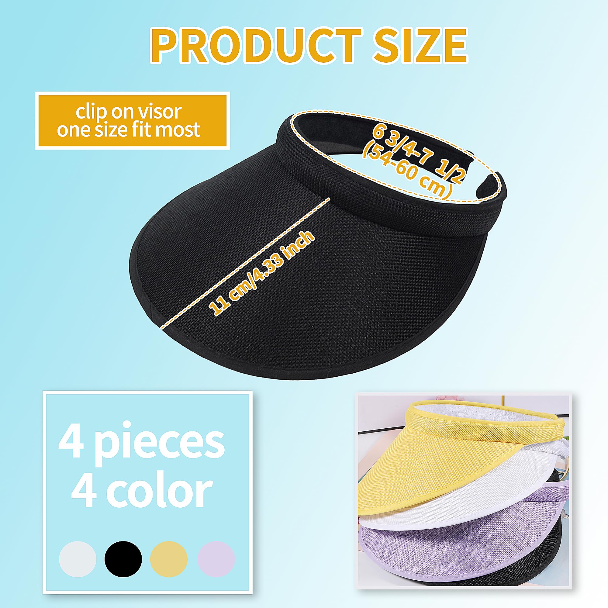 Sun Visor Hats for Women & Men - Wide Brim UV Protection Clip-on Visor Cap for Golf, Beach, Running & Outdoor Sports - Stay Cool in Sun