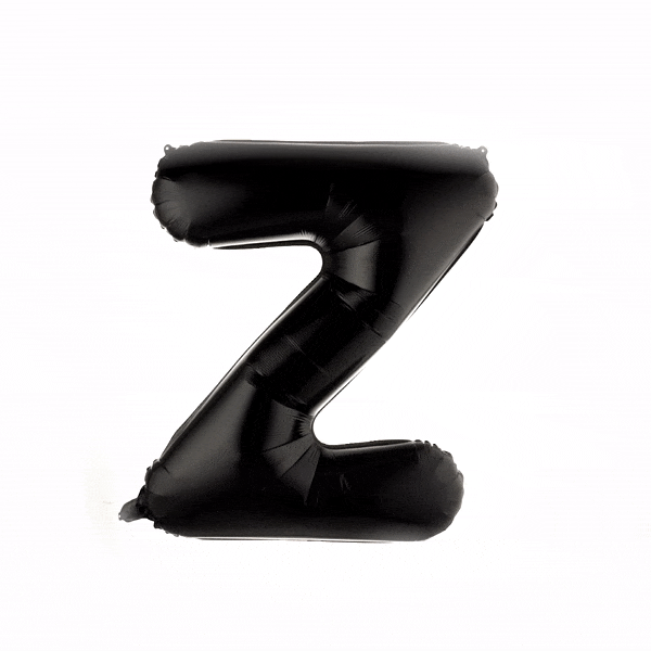 Black Mylar Letter Z Balloon - 40 Inch Large Foil Alphabet Balloon for Birthday Party Decorations, Graduation, Baby Shower & Special Events (1 Count Box)
