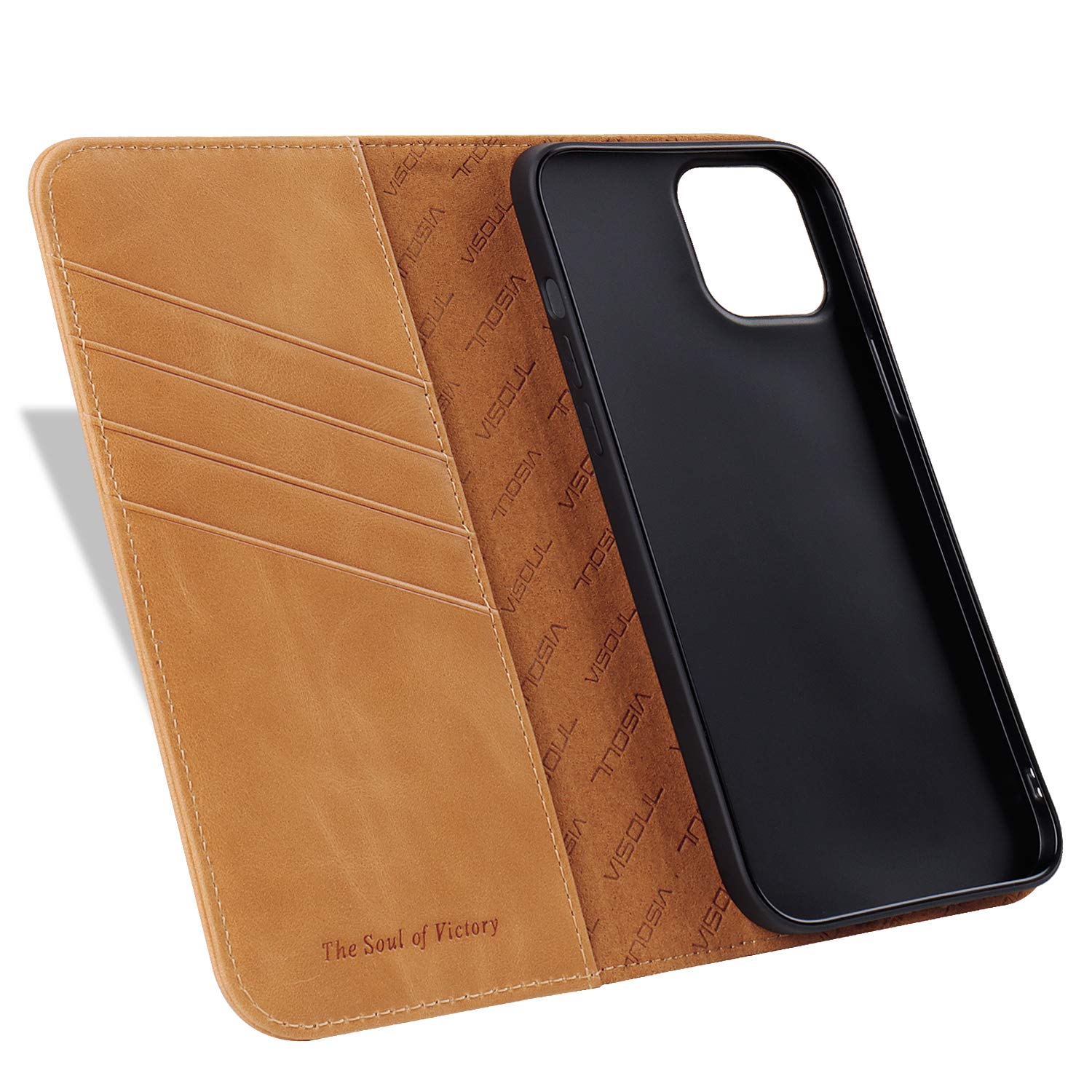 Premium Genuine Leather Flip Wallet Case for iPhone 12 Pro Max 6.7