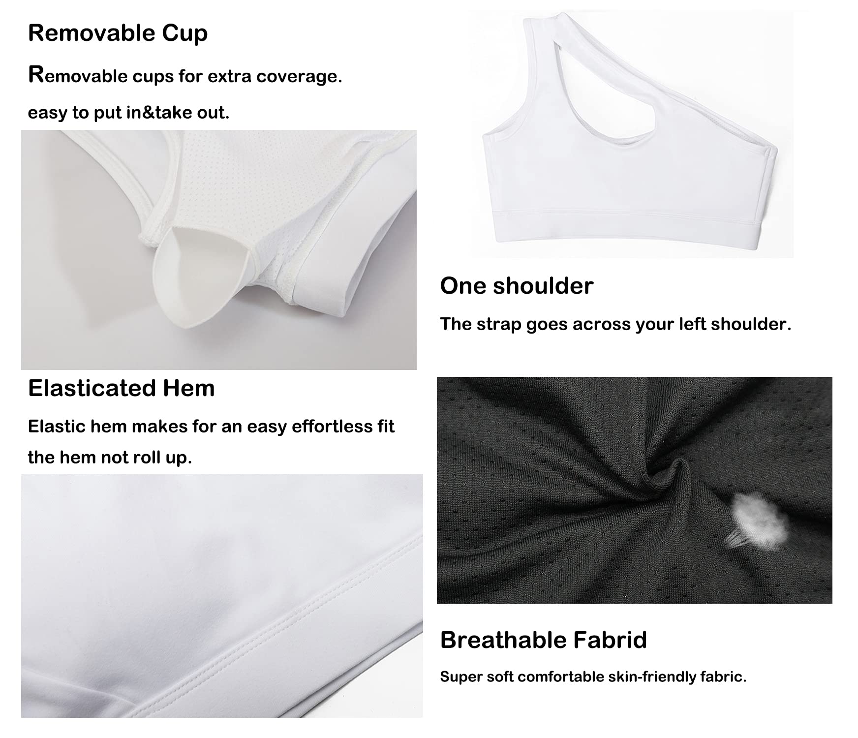 MATHACINO Women's One Shoulder Sports Bra - Sexy & Cute Medium Support Workout Top for Yoga, Gym & Fitness | Perfect for Running, Pilates & Active Lifestyle