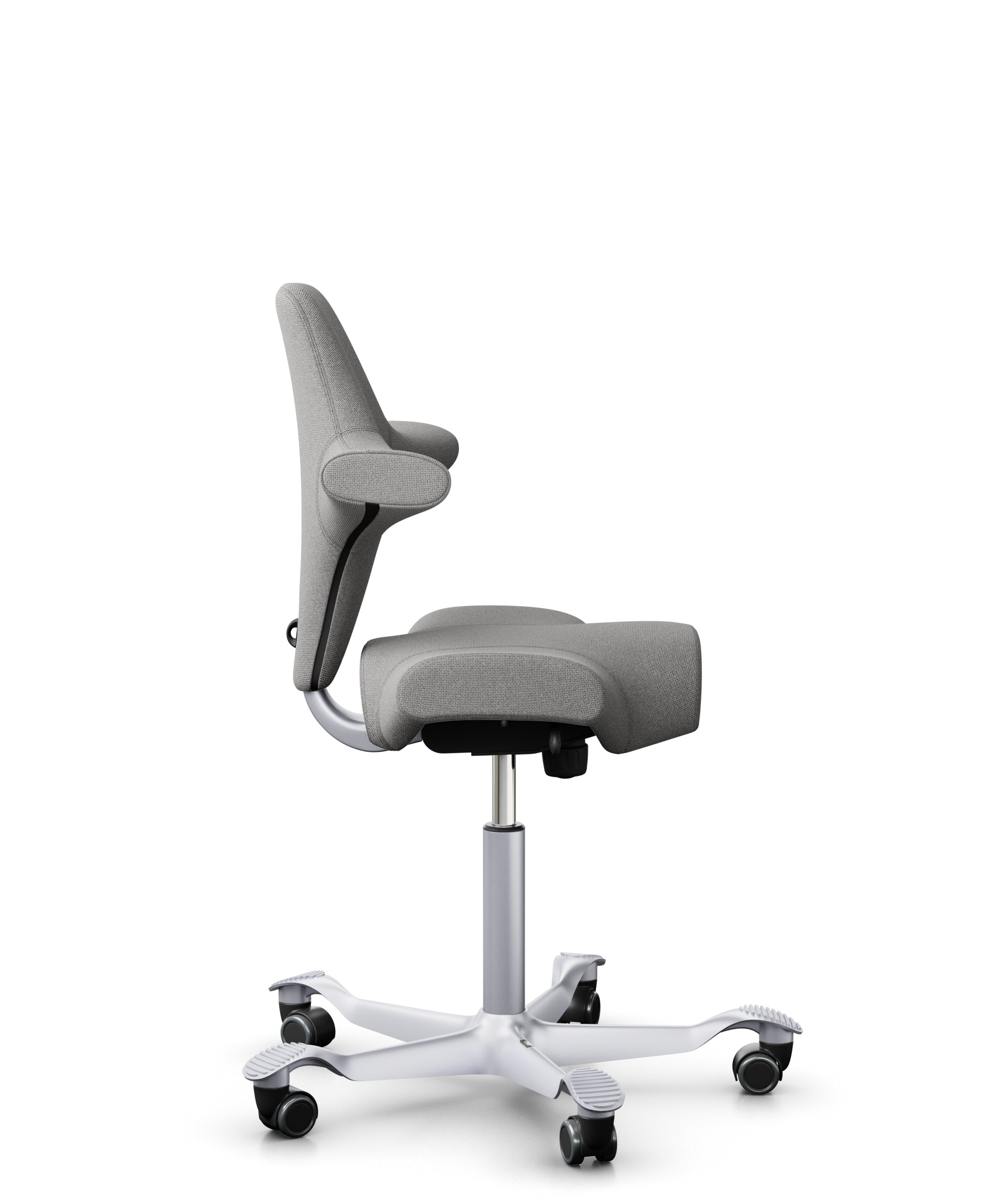 HÅG Capisco 8106 Ergonomic Office Chair - Adjustable White Metal Frame with Light Grey Gabriel Cura CU60110 Fabric - Perfect for Home Office, Coworking Spaces & Modern Workstations