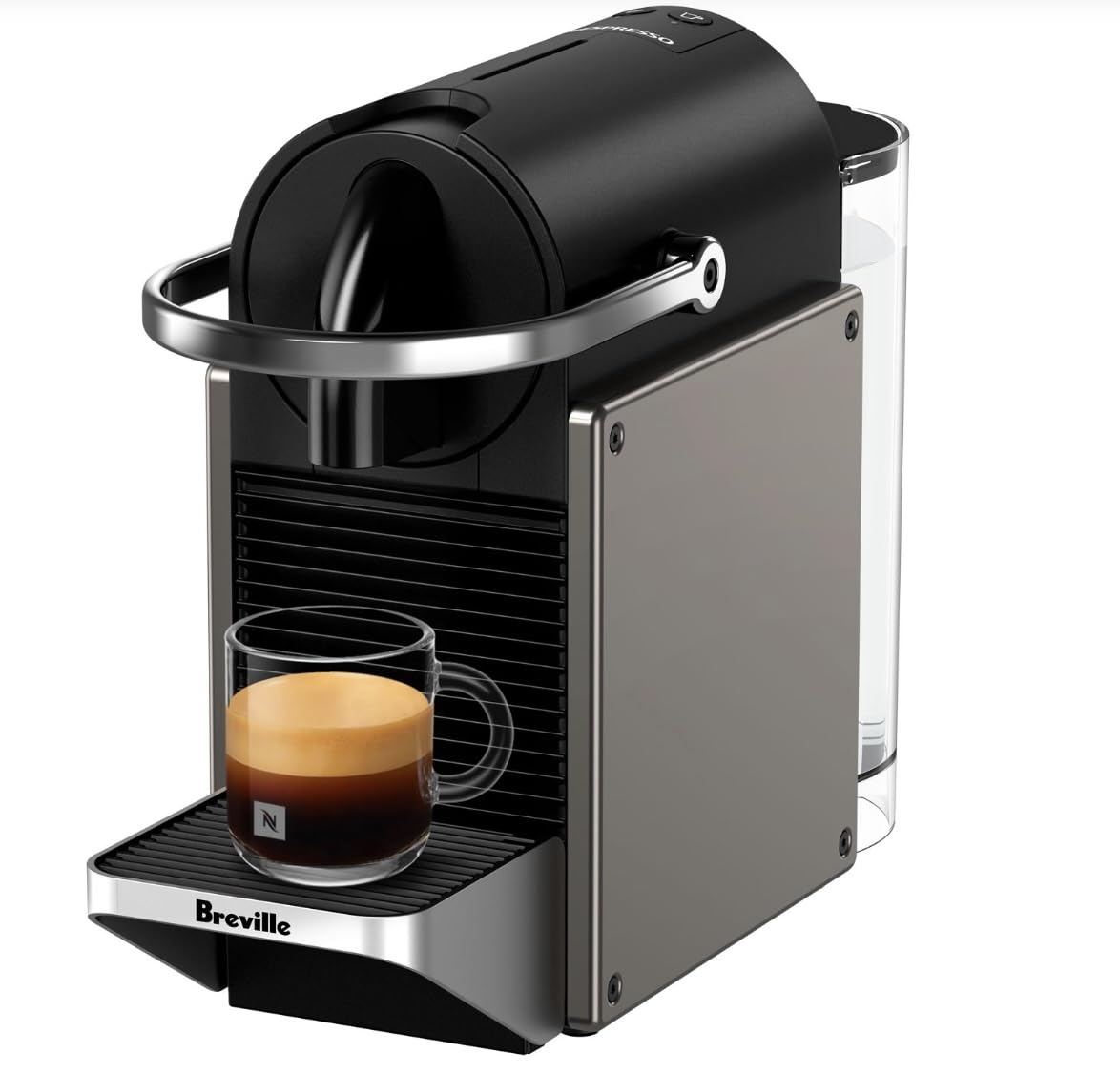Nespresso Pixie Original Espresso Machine by Breville - Compact Titanium Coffee Maker for Home & Office - Perfect for Espresso, Latte & Cappuccino Lovers