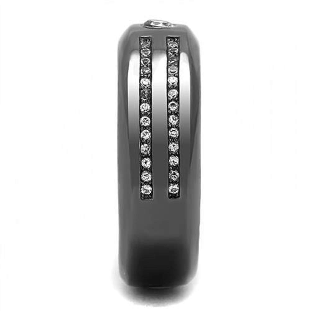 WildKlass Black Stainless Steel Ring for Men with CZ Stones - Perfect for Gifts & Parties