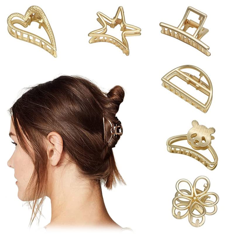 Stylish Gold Metal Hair Clips for Women & Girls - 8 Pack Medium Size Hair Clutchers - Trendy Hair Accessories Gift Set for Everyday, Party & Wedding Hairstyles