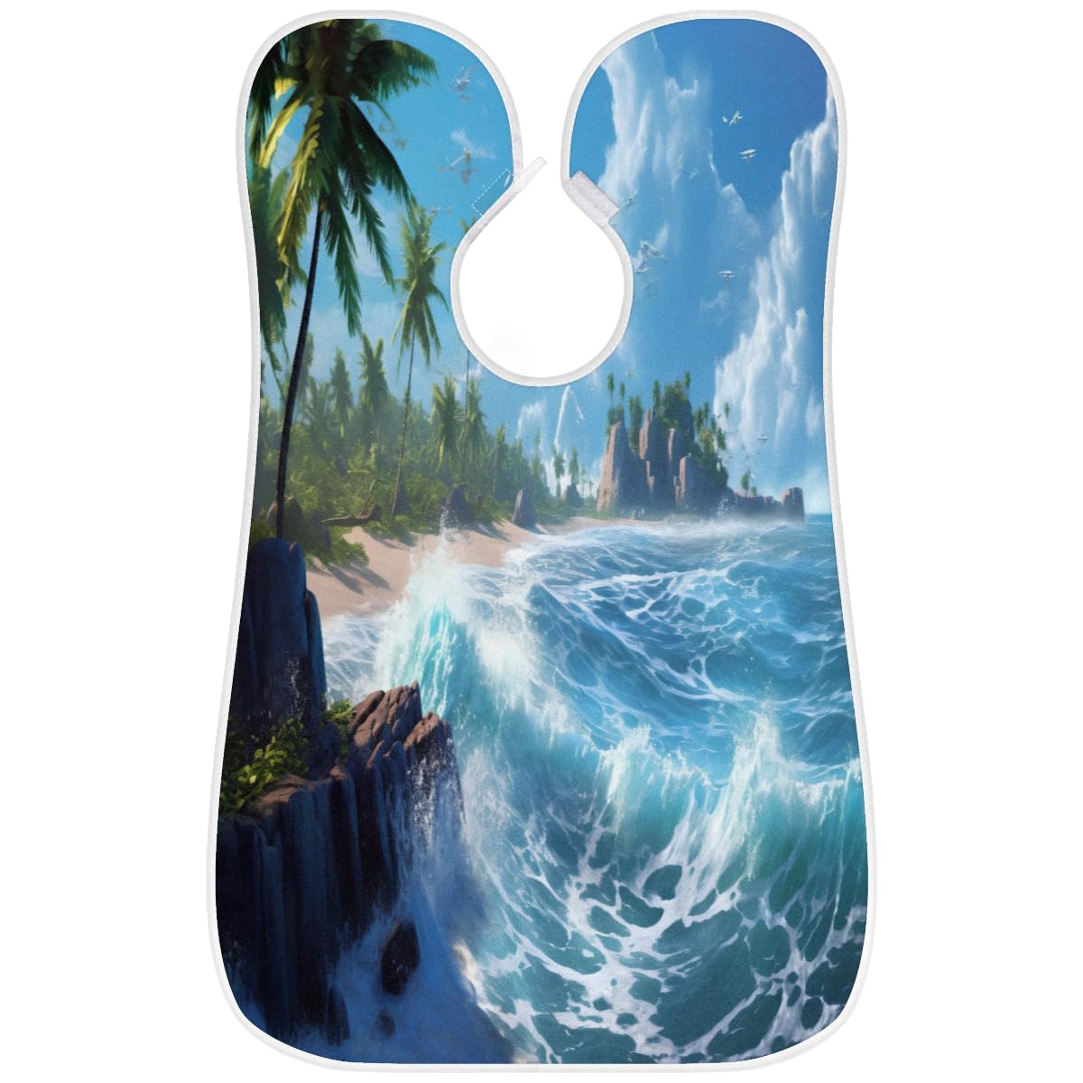 Sea Blue Beard Shaving Bib for Men - Waterproof Hair Dye Apron & Barber Cape for Haircut, Beard Trimming & Makeup - Sink Hair Catcher & Styling Tool for Home Salon & Professional Use