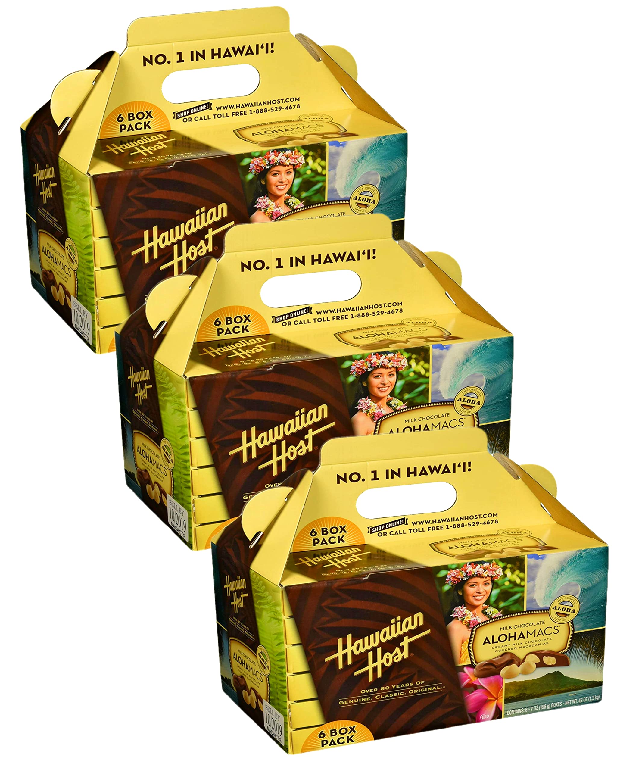 Hawaiian Host Alohamacs Original Milk Chocolate Covered Macadamia Nuts - 42oz (3-Pack) | Gourmet Hawaiian Gift, Party Snacks & Dessert Toppings