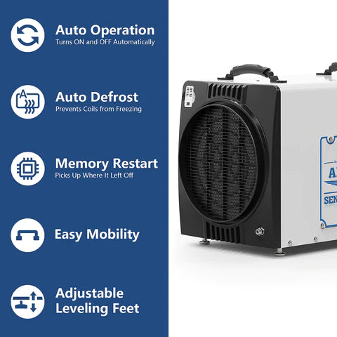 AlorAir HDi90 Ductable Basement Dehumidifier with Pump - 90 Pints Capacity for Crawl Space, Home & Commercial Use - Ideal for Damp Areas, Mold Prevention & Moisture Control