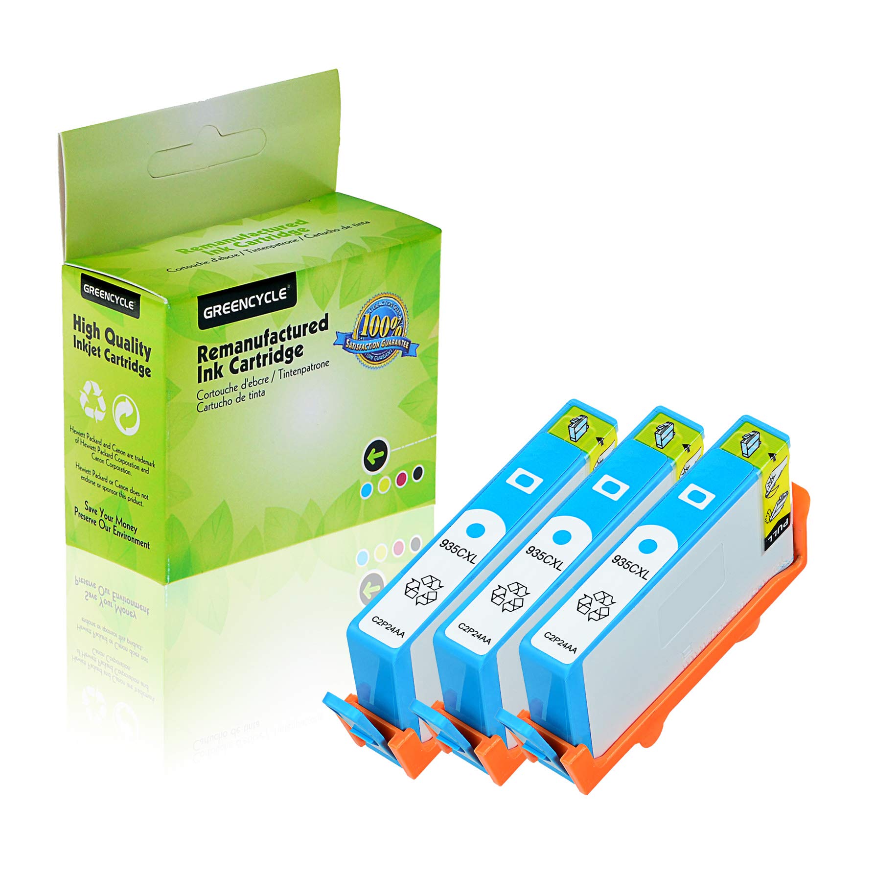 Greencycle HP 935XL C2P24AN Compatible Ink Cartridge (Cyan, 3-Pack) - Works with Officejet 6220/6812/6815/6820 & Officejet Pro 6230/6830/6835 Printers | Perfect for Home Office Printing, School Projects & Small Business Documents