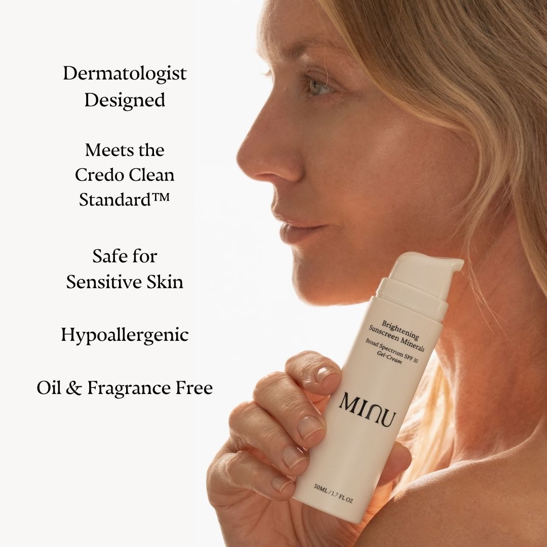 Brightening Mineral Sunscreen SPF 30 Gel Cream - Broad Spectrum UVA/UVB Protection, Non-Greasy & Reef Safe - Perfect for Daily Face & Body Use at Beach or Outdoor Activities