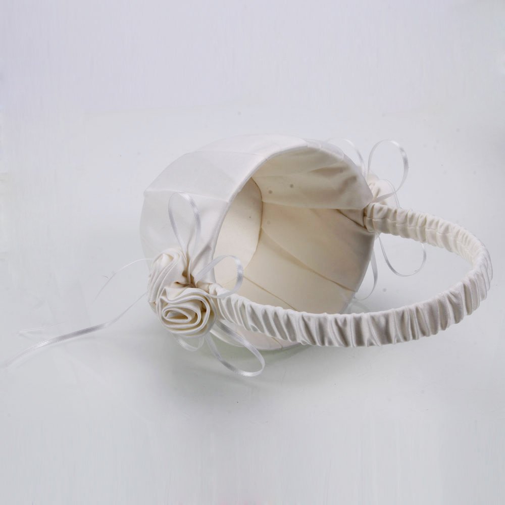 VALINK White Rose Lace Wedding Flower Basket - Elegant Bowknot Bridesmaid Basket for Flower Girls, Wedding Party Decorations & Marriage Props | Perfect for Church Ceremonies, Outdoor Weddings and Bridal Showers