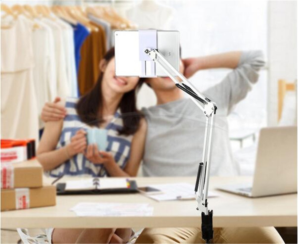 Adjustable Metal Tablet Stand Holder for iPad & Phone - 360° Rotating, 4-10.6