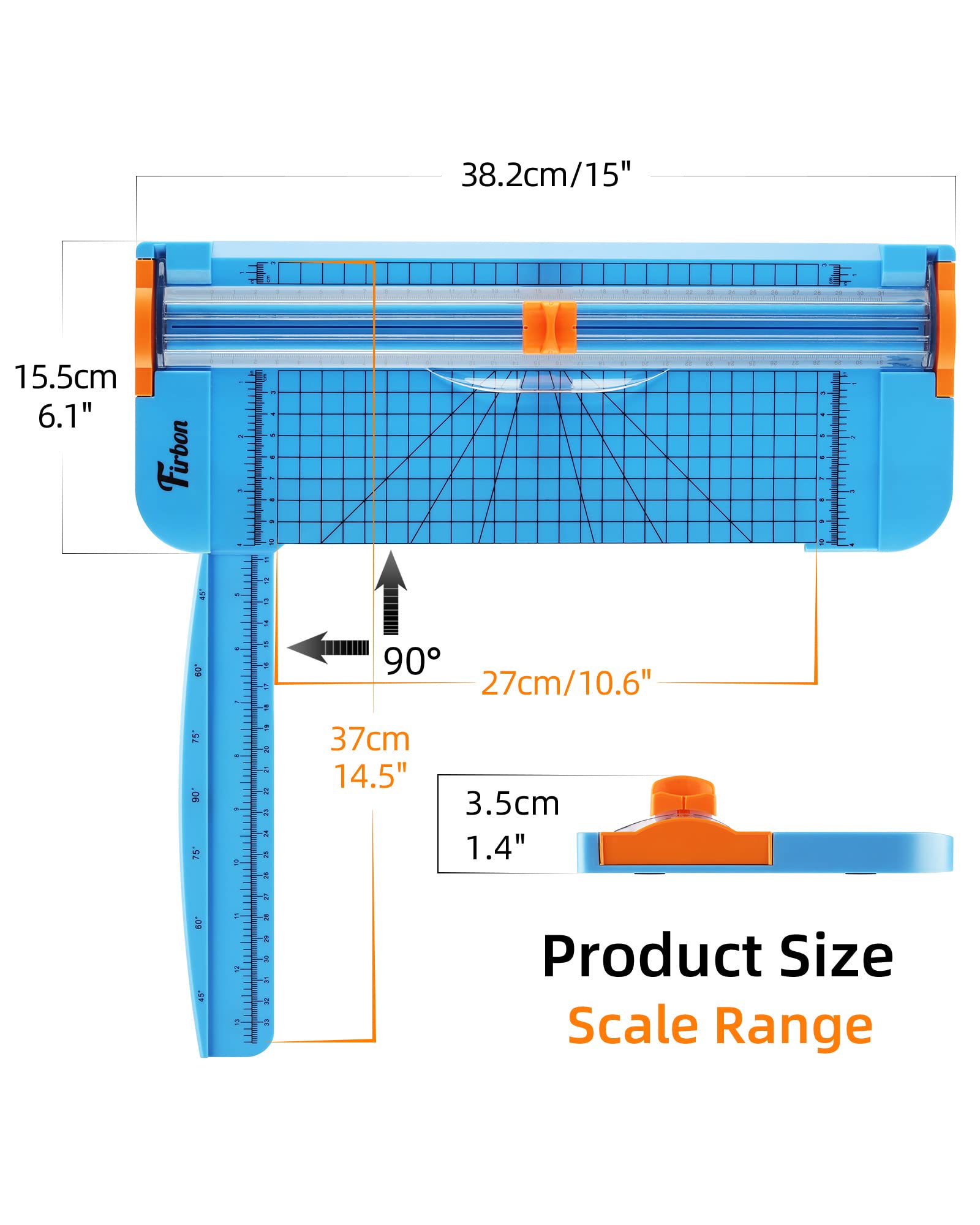 Firbon Blue A4 Paper Cutter with 5 Replacement Blades - 12 Inch Precision Paper Trimmer with Side Ruler for Scrapbooking, Crafting, Coupons, Labels & Cardstock | Perfect for Home Office, School Projects & DIY Art Supplies
