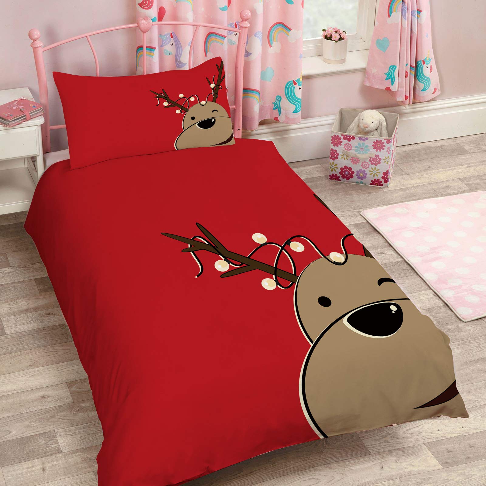 Christmas Reindeer Duvet Cover Set - Twin Size 2-Piece Ultra Soft Bedding with Zipper Closure | Holiday Home Decor for Kids & Adults Bedroom