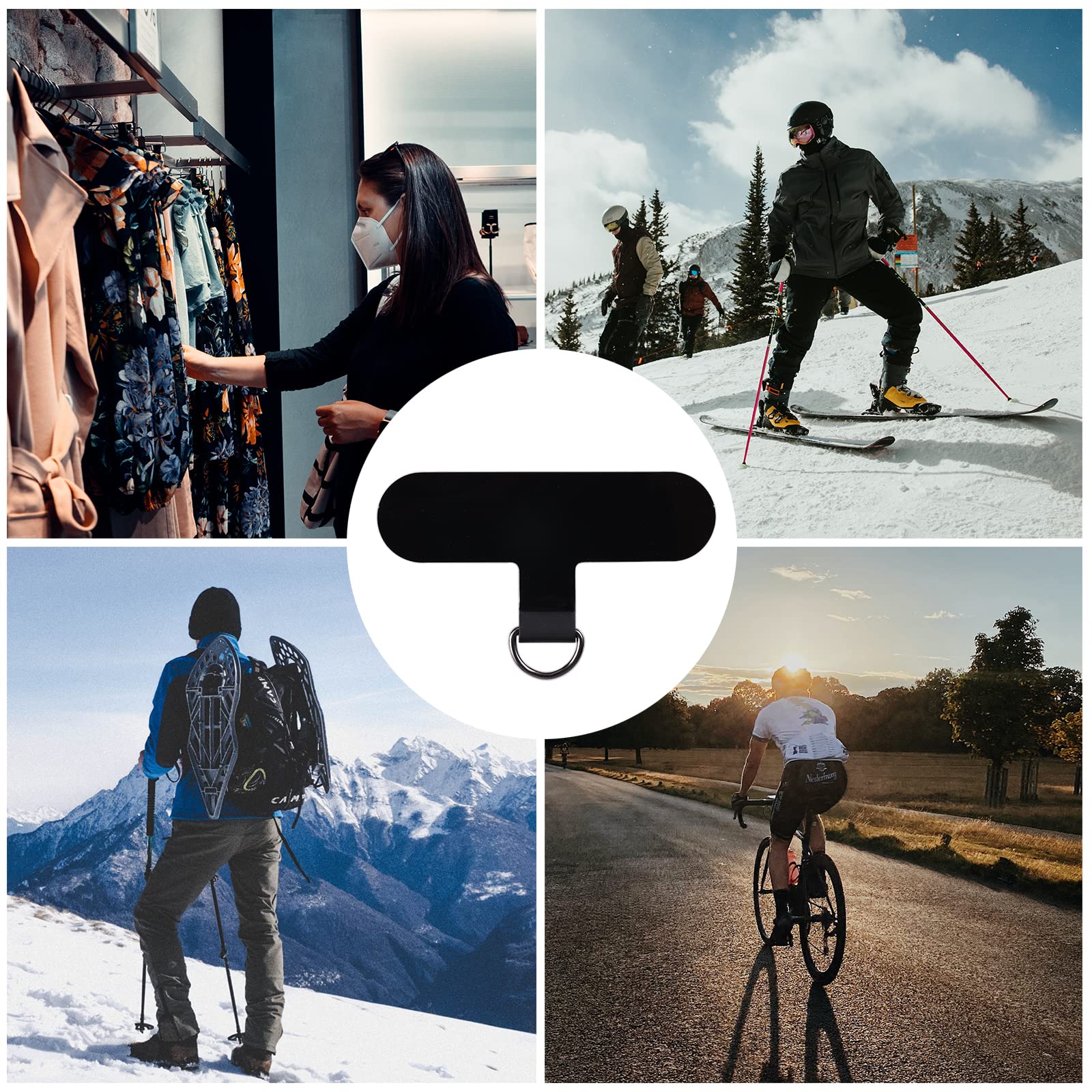 6pcs Crossbody Phone Strap Tether Tabs - Secure Anti-Drop Lanyard for iPhone, Samsung & Most Smartphones (Black) | Perfect for Running, Hiking & Travel Accessories