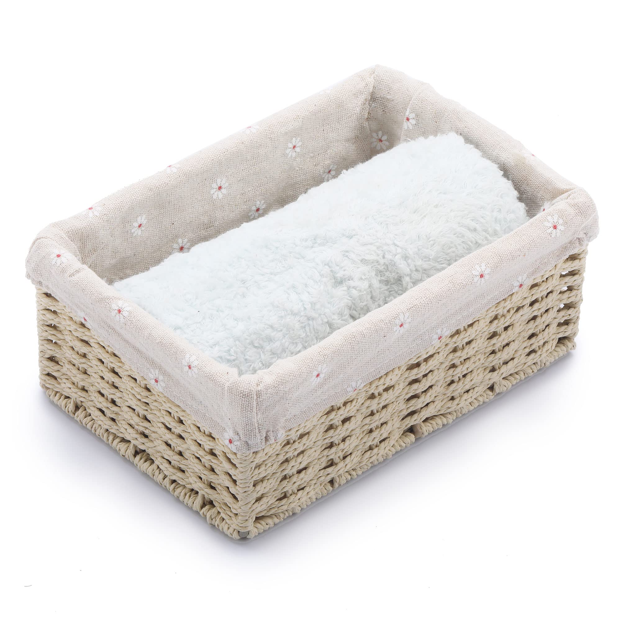 Woven Wicker Storage Baskets - Rattan Organizer Bins for Toys, Snacks, Pantry, Bedroom & Closet | Decorative Cube Baskets for Shelves, Dresser, Towels & Kitchen Storage - Perfect Home Organization Gift